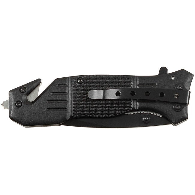Fox Outdoor Jack coltello a una mano, nero, manico in metallo