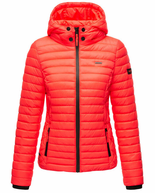 Marikoo Samtpfote giacca transitoria da donna con cappuccio, corallo neon