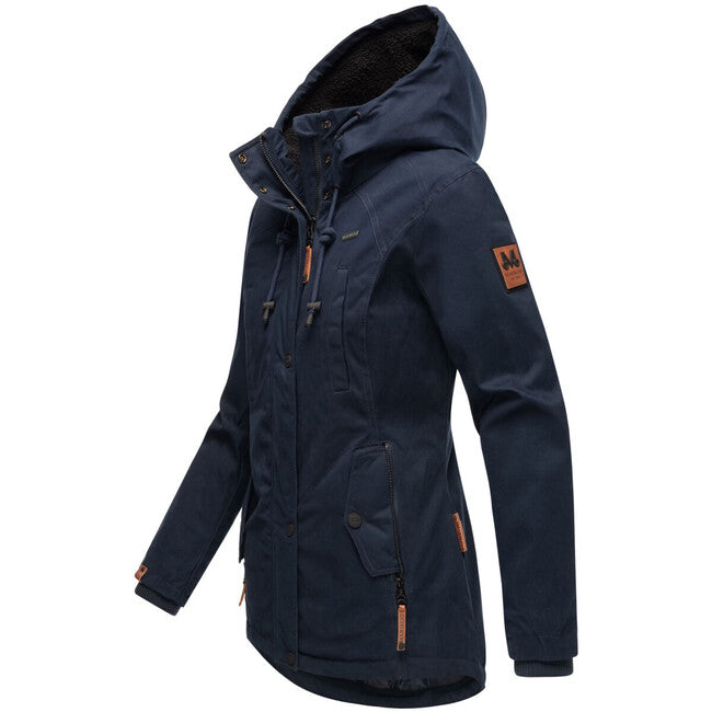 Marikoo Bikoo giacca invernale da donna con cappuccio, blu navy/nero