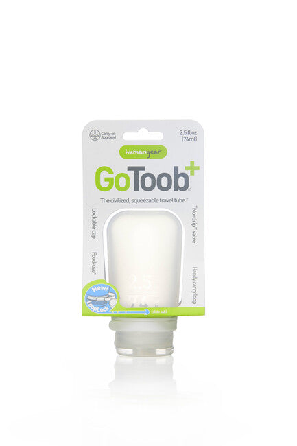 Humangear GoToob+ bottiglia da viaggio in silicone / contenitore 74 ml, trasparente