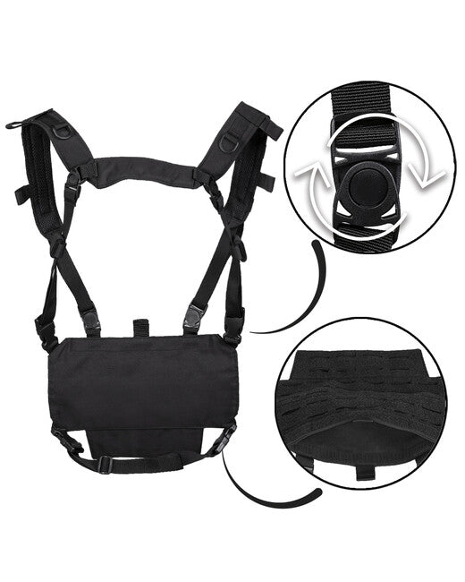 Mil-Tec Gilet tattico leggero chest rig con pannello laser, nero