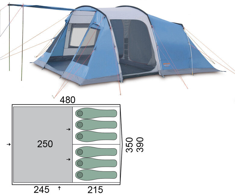 Pinguin Interval 6 acciaio tenda, blu