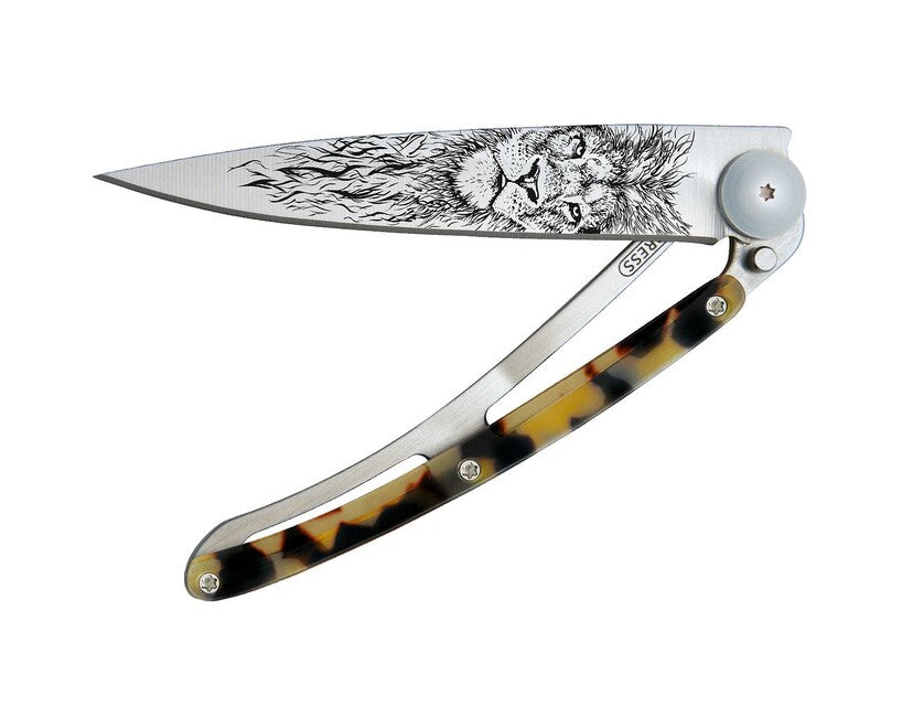 Deejo Tattoo Tartaruga coltello di chiusura, grigio titanio scuro Tartaruga Leone