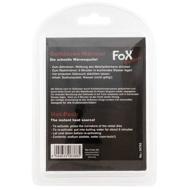 Fox Outdoor Hot Pack fonte di calore istantaneo, riutilizzabile, trasparente