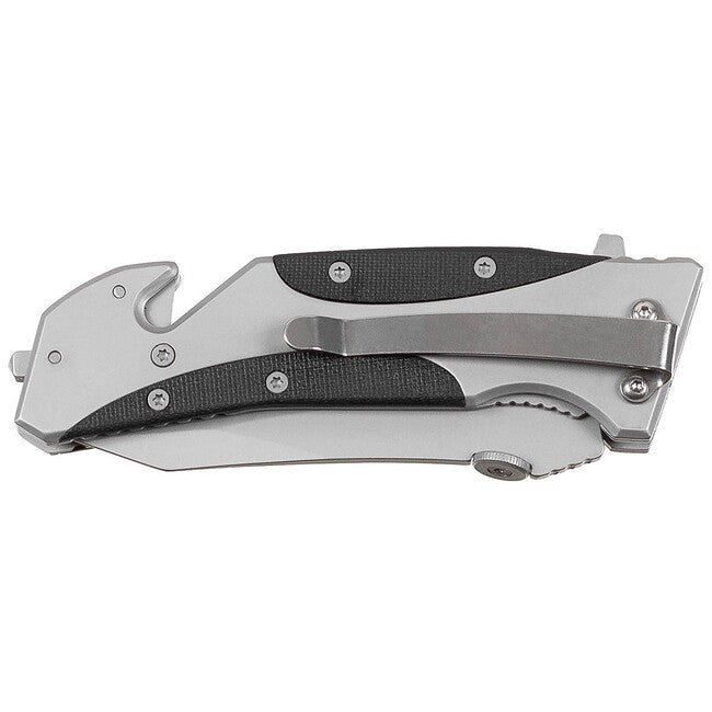 Fox Outdoor Jack knife a una mano, manico in metallo, inserti in plastica