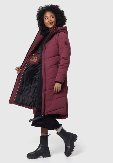Marikoo Benikoo giacca invernale lunga da donna, vino