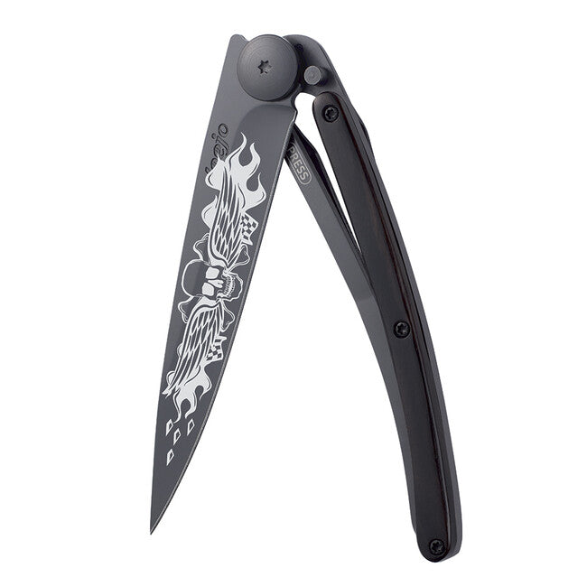 Deejo Tattoo coltello di chiusura, legno nero ebano