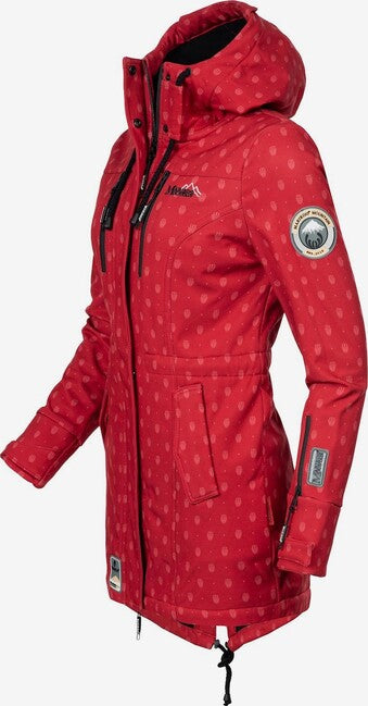 Marikoo Zimtzicke Giacca invernale softshell da donna con cappuccio, rossa w. P