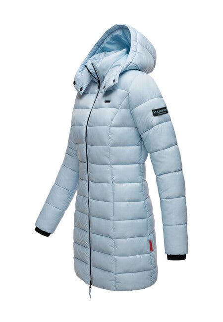 Marikoo Abendsternchen cappotto trapuntato da donna con cappuccio, azzurro