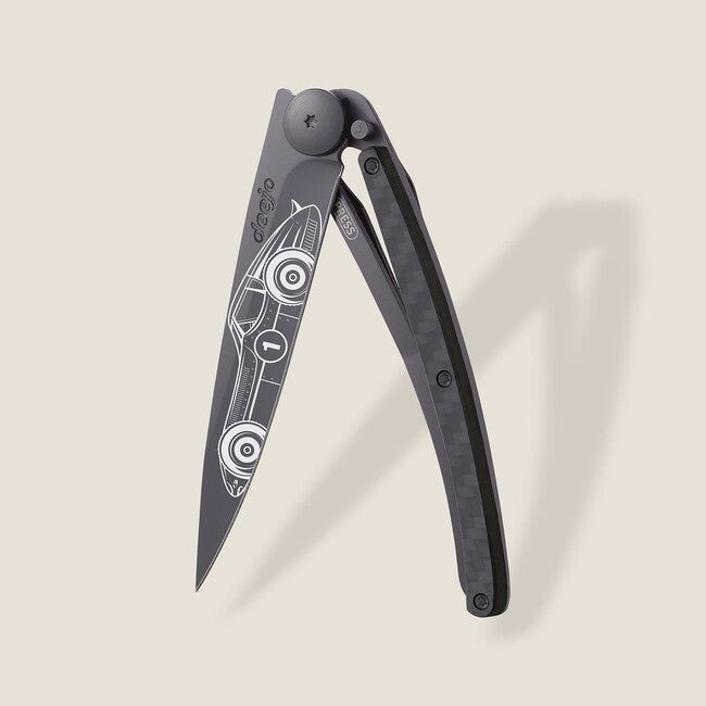 Deejo Tattoo coltello di chiusura, nero carbonio auto da corsa