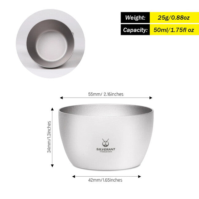Silverant Bicchiere in titanio a doppia parete da 50 ml, shot glass