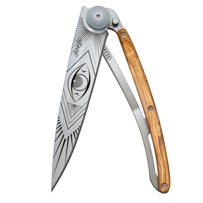Deejo Tattoo coltello di chiusura in legno d'ulivo Vision
