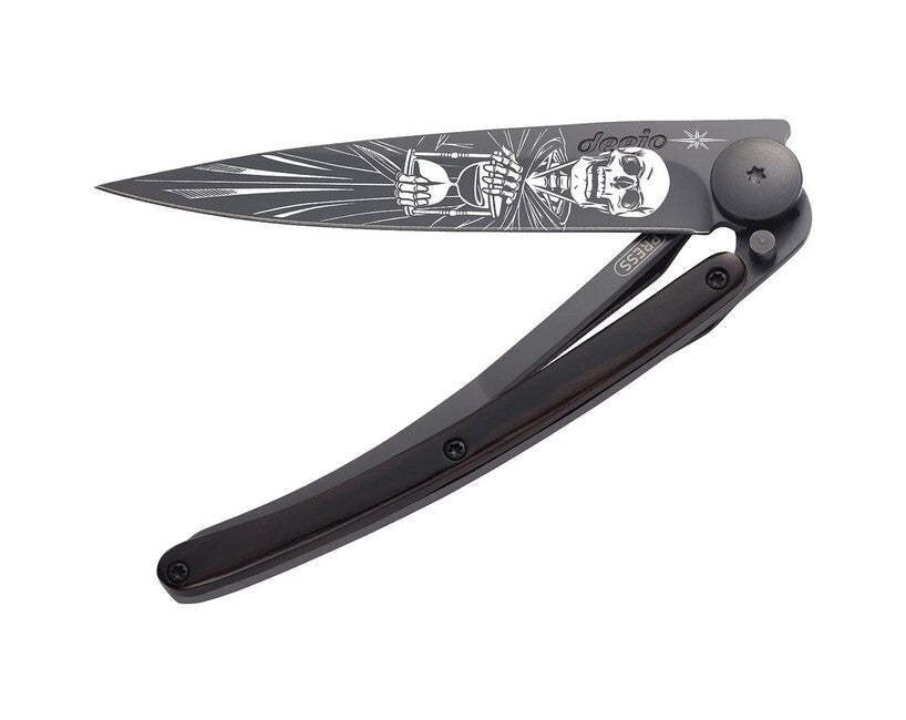 Deejo Tattoo coltello da chiusura Legno d'ebano nero Immortale