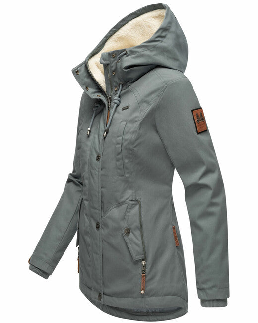 Marikoo Bikoo parka invernale da donna con cappuccio, blu tempesta