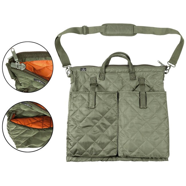 MFH BW borsa per casco gonfiabile con tracolla, verde OD