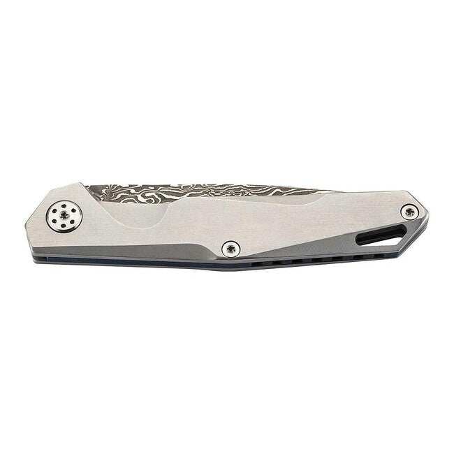 Herbertz Damast coltello da collo tascabile 6,2 cm, damasco, acciaio inossidabile opaco