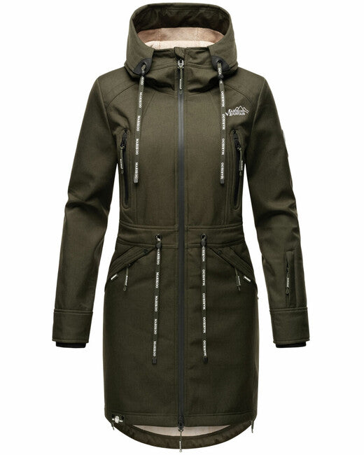 Marikoo Racquelle giacca softshell da donna con cappuccio, oliva