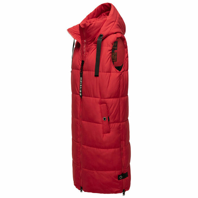 Navahoo Schnuffelchen gilet lungo da donna, rosso salsa