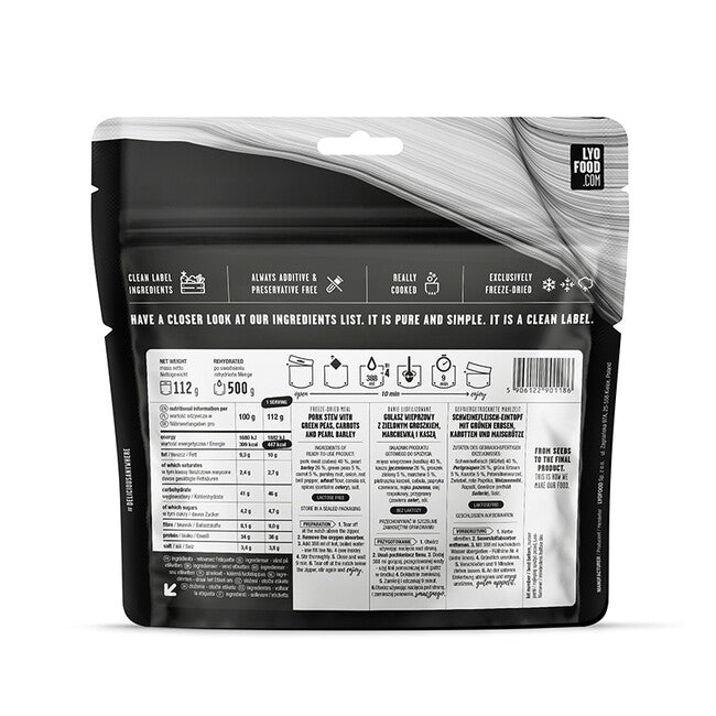 LYOfood Brasato di maiale con grana 500g