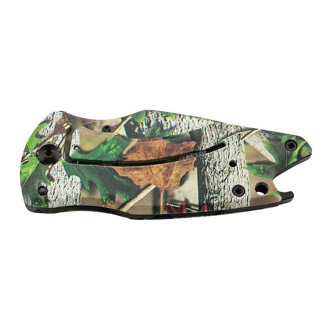 Herbertz Coltello a una mano 6 cm, acciaio inossidabile, motivo natura, apribottiglie