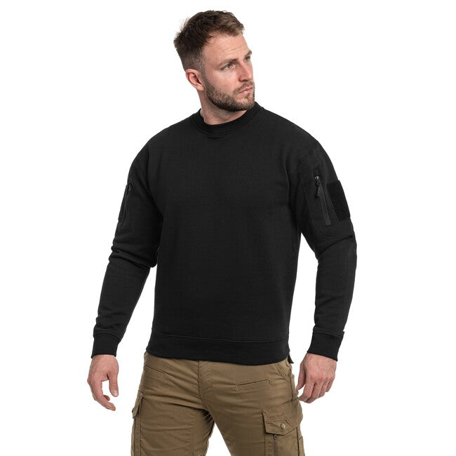 Mil-Tec Tactical mikina s okrúhlym výstrihom, čierna