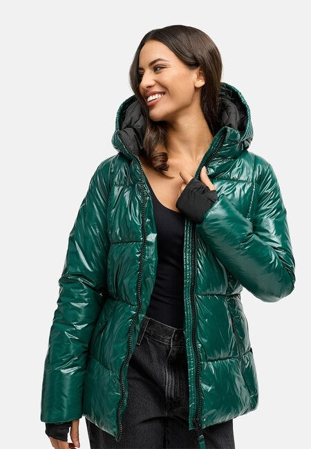 Navahoo Eisglanz giacca invernale da donna con cappuccio, evergreen