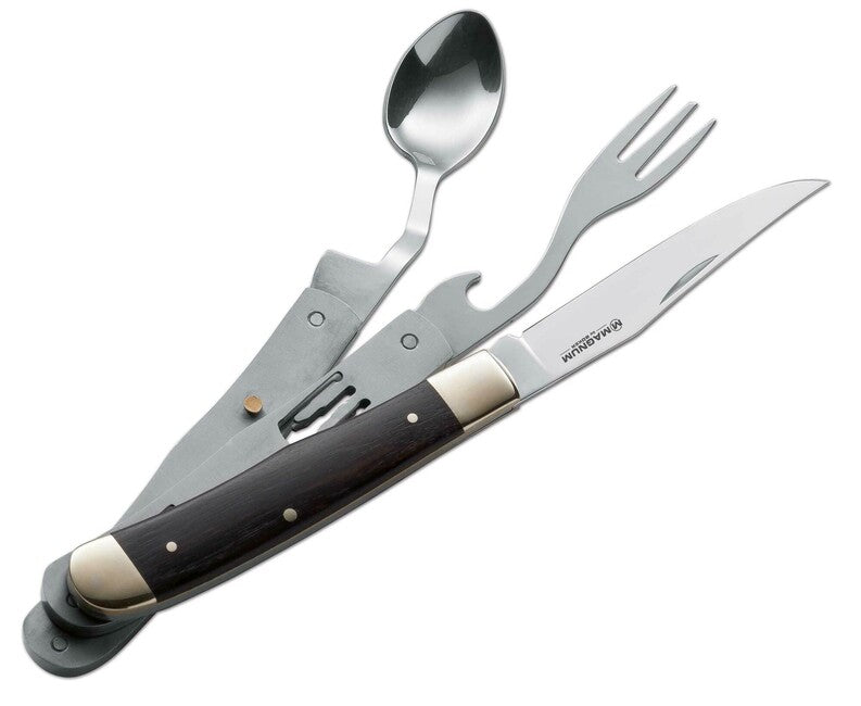 Böker Magnum posate da campeggio pieghevoli, legno Pakka
