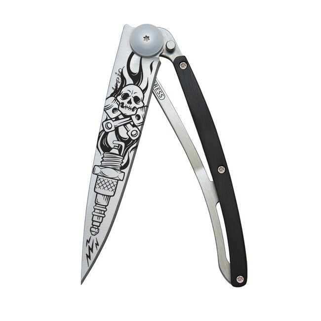 Deejo Tattoo Biker coltello da chiusura, legno d'ebano