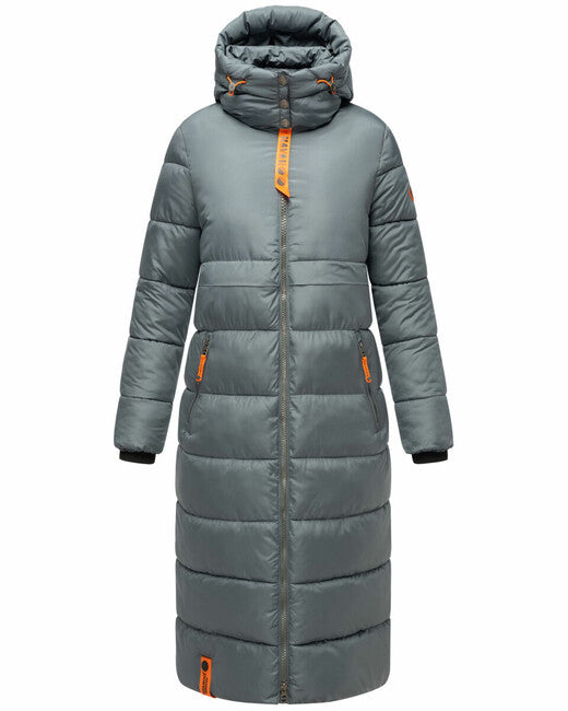 Navahoo Kristallblume giacca invernale lunga da donna con cappuccio, blu tempesta