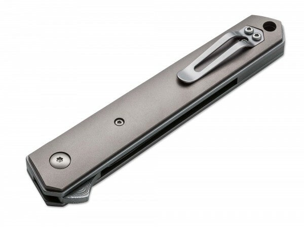 Böker Plus Kwaiken Flipper coltello da tasca 9 cm, damasco, titanio