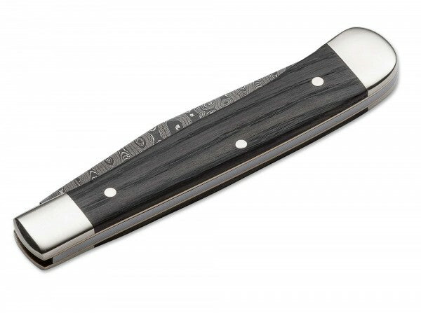 Böker Manufaktur Solingen Trapper Classic coltello da tasca 8,3 cm, damasco, quercia Bog