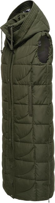 Navahoo Brezelchen gilet lungo da donna, oliva scuro