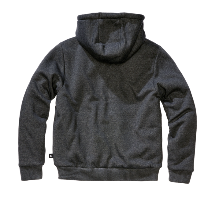 Brandit Sweatjacket Teddylining felpa da uomo con fodera calda, nera melange