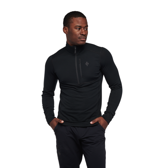 Black Diamond Coefficient Lt maglietta a maniche lunghe da uomo con cerniera, nero