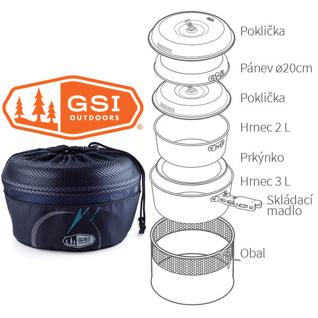 GSI Outdoors Bugaboo Ceramic Base Camper set di pentole da campeggio Medium 2+3 l