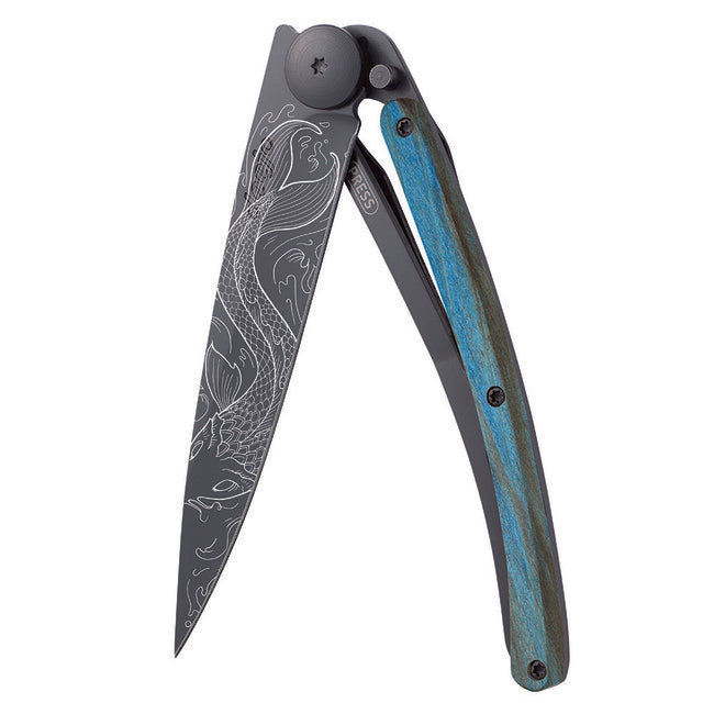 Deejo Black tattoo blue beech Fish coltello di chiusura