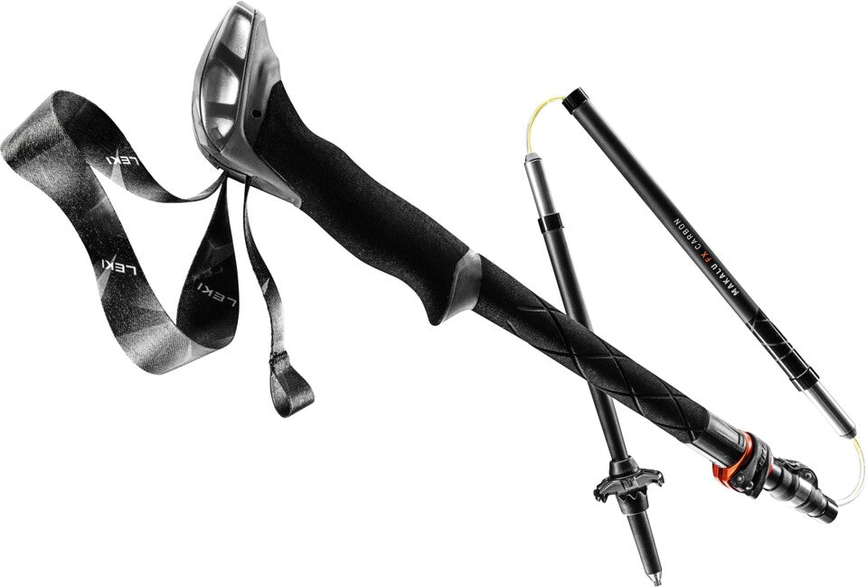 Leki Makalu FX Carbon bastoncini da trekking 110 - 130 cm, nero-arancio-carbonio naturale