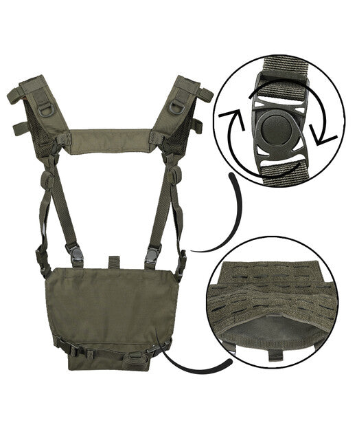 Mil-Tec Gilet tattico leggero chest rig con pannello laser, verde