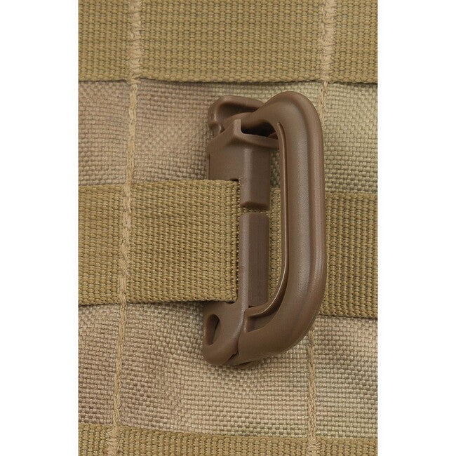 MFH Moschettone in plastica molle, marrone coyote, 2 pz.