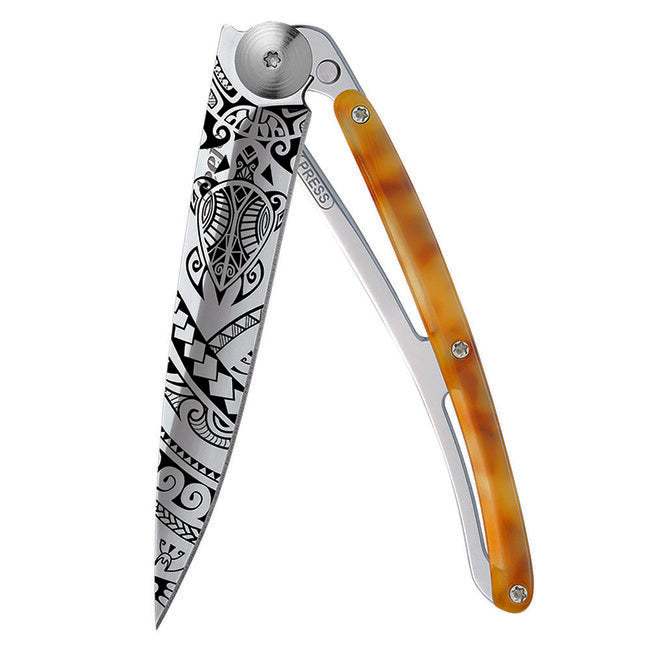 Deejo Tattoo Coltello di chiusura Specchio di tartaruga Guscio di tartaruga Polinesia