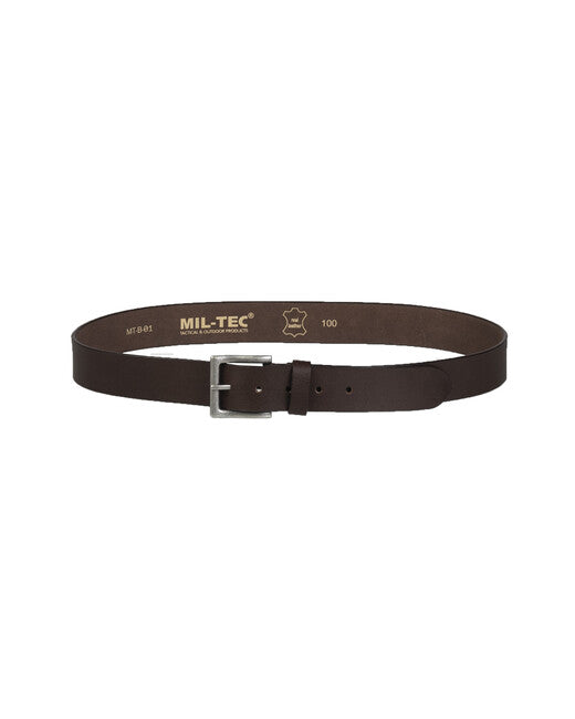 Mil-Tec NAPPA cintura con fibbia in metallo in pelle, MARRONE