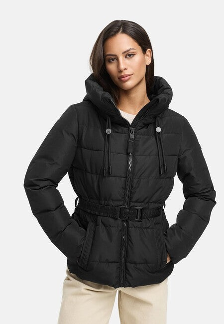 Marikoo Himee 16 giacca invernale da donna con colletto alto e risvolto, nera