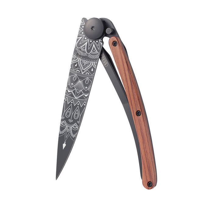 Deejo Tattoo mandala coltello di chiusura, black coralwood