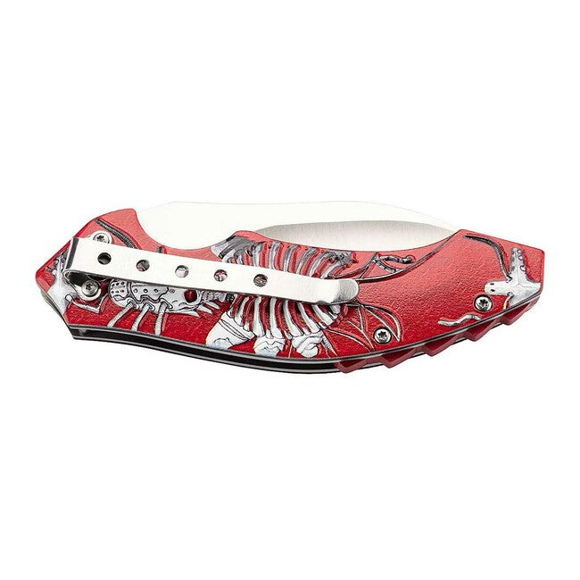Herbertz Coltello 8,5 cm alluminio rosso scheletro cibernetico