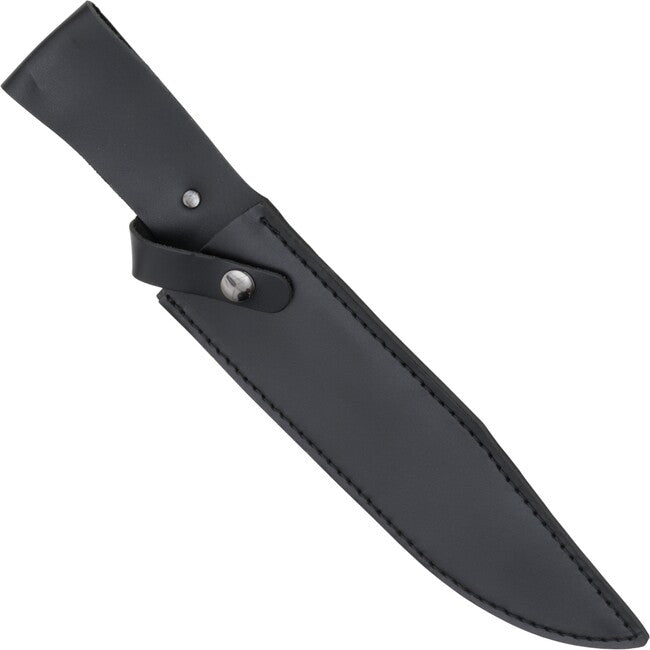 Coltello Bowie con manico in legno e fodero in pelle