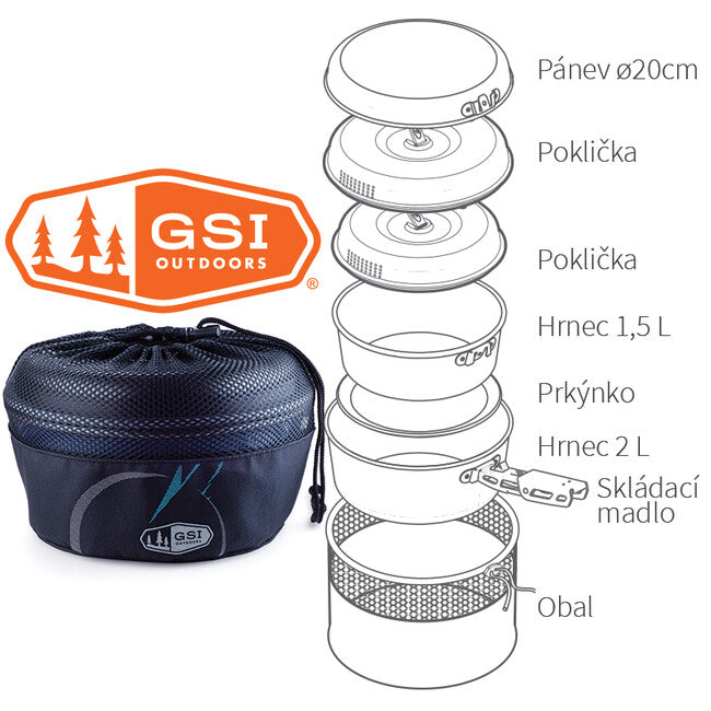 GSI Outdoors Bugaboo Base Camper set di pentole teflonate per 2 persone 1,5 + 2 l