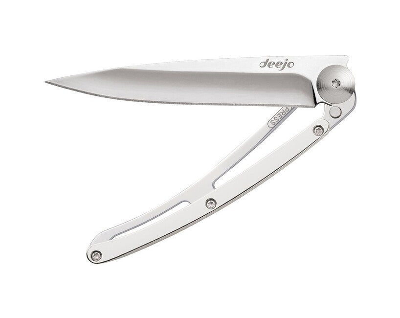 Deejo Coltello di chiusura ORO a specchio 9 carati, oro bianco