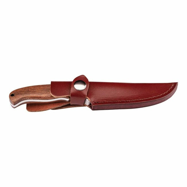 Herbertz Coltello da cintura multiuso 9 cm, damasco, legno di cocobolo, fodero in pelle