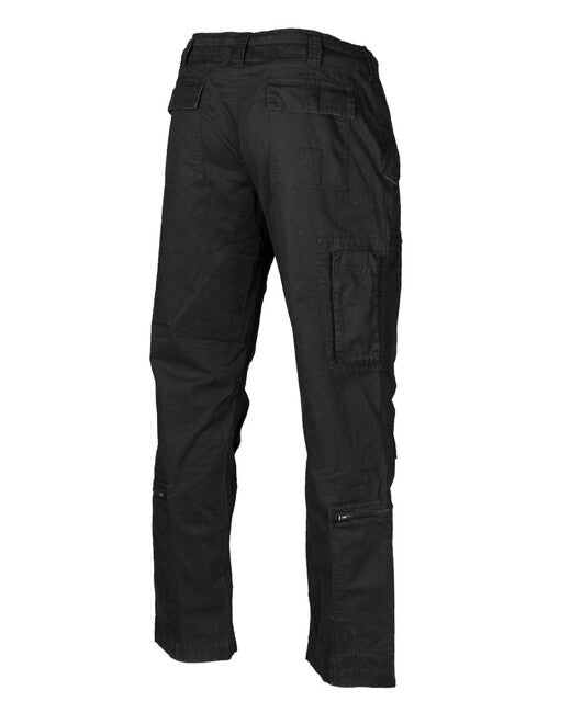 Mil-Tec Pantaloni aeronautici vintage in cotone con taglio dritto, prestampati, neri