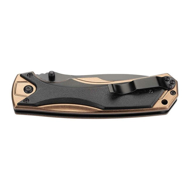 Herbertz Coltello a una mano 9 cm alluminio nero-bronzo aspetto legno